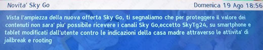 Sky Go non funziona sui dispositivi sbloccati, ma emergono i primi trucchi