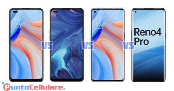 Confronto Oppo Reno 4 VS Reno 4 (Global) VS Reno 4 Pro VS Reno 4 Pro (Global)