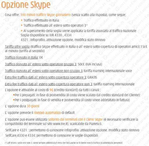 3 Italia opzione Skype
