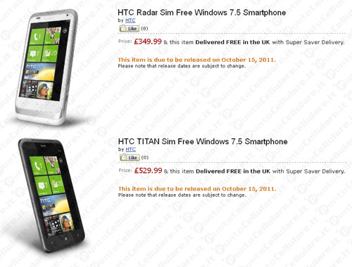 HTC Titan e HTC Radar