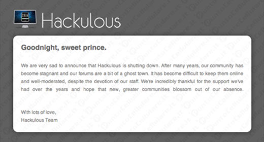 Hackulous ed Installous chiudono i battenti