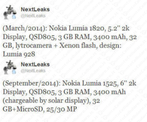 Lumia 1820 e Lumia 1525