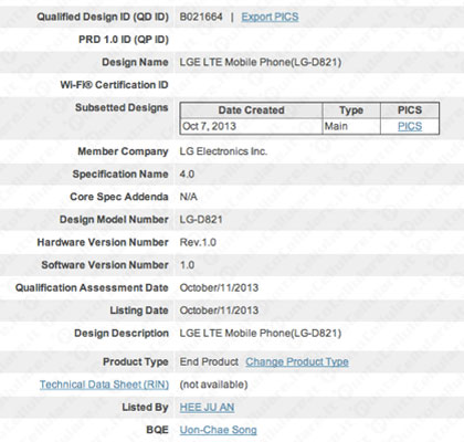 Nexus 5 Bluetooth SIG
