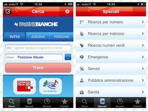 PagineBianche su iPhone