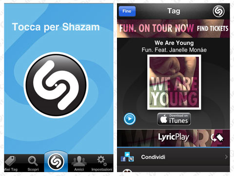 Shazam 5.0 su iOS