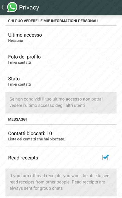 WhatsApp notifica lettura