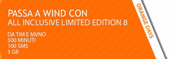 Wind - la nuova 'All Inclusive Limited Edition 8' per chi effettua la portabilità