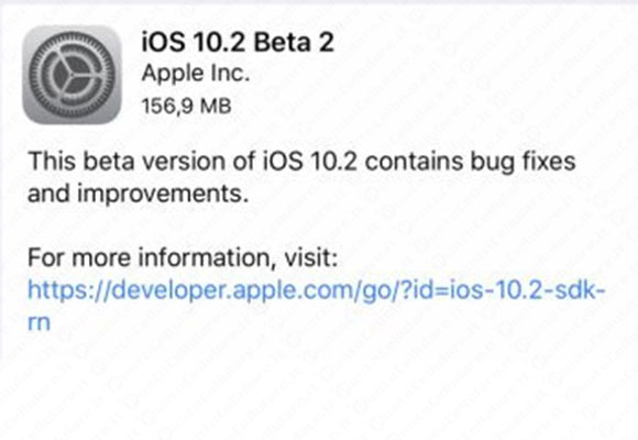 iOS 10.2 beta 2