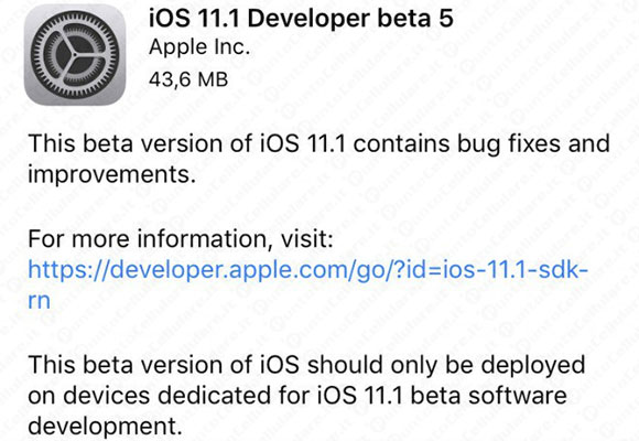iOS 11.1 beta 5