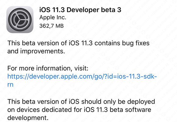 iOS 11.3 beta 3