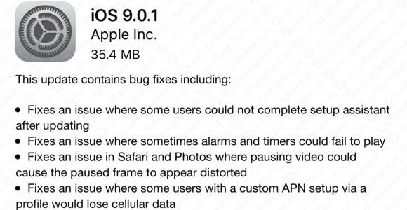 iOS 9.0.1 e iOS 9.1 beta 2