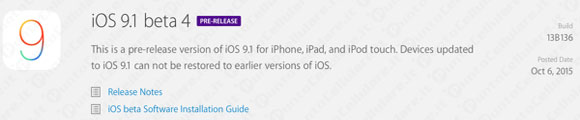 iOS 9.1 beta 4