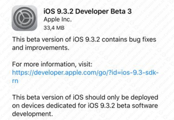 iOS 9.3.2 beta 3