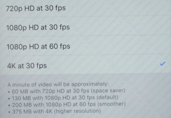 iPhone 6s video 4K