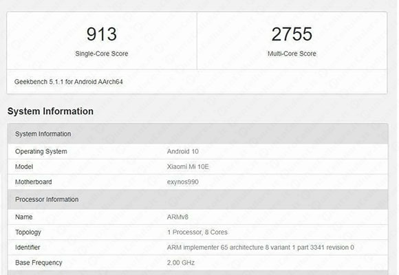 xiaomi mi 10e